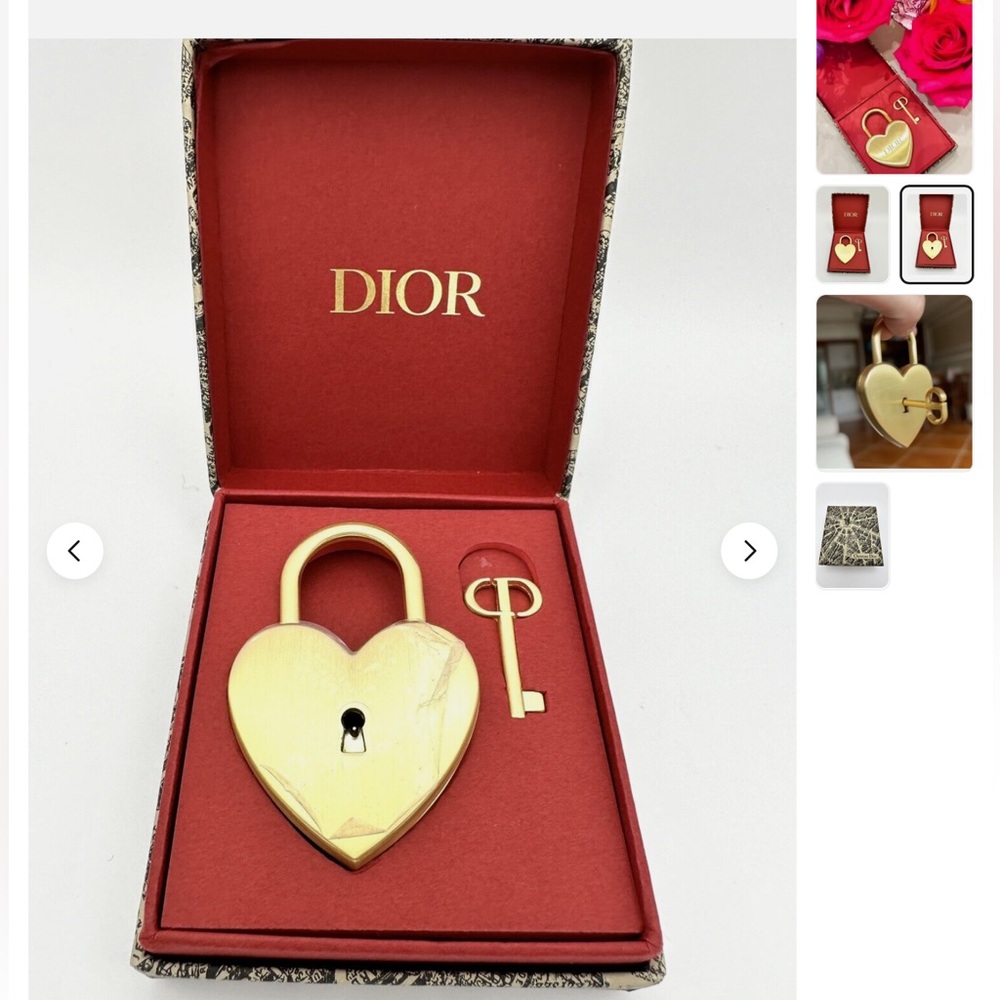 Dior Heart Padlock Cadena & Key W/Box Limited New In Box